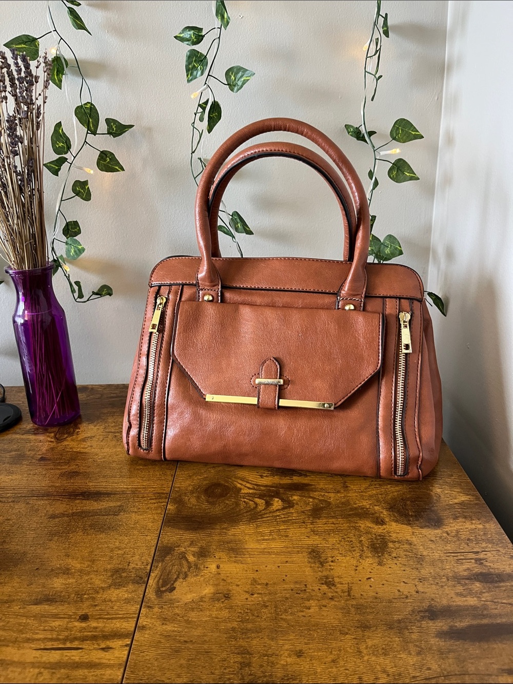 Brown Leather Satchel Handbag - Women Bags